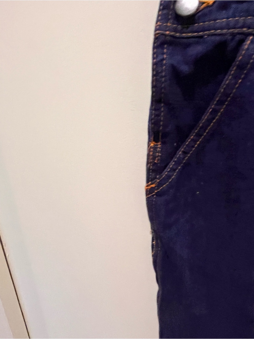 Vintage 70s 100% Cotton Denim Dark Blue Overalls Hong Kong XS/S - Picture 6 of 11